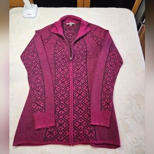 Smartwool Sz M Pink and Purple Merino Wool Full Zip Sweater